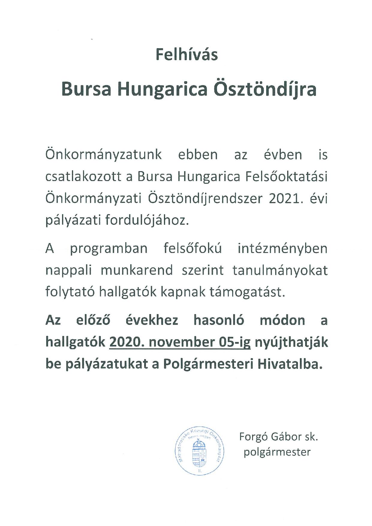 Bursa Hungarica ösztöndíj
